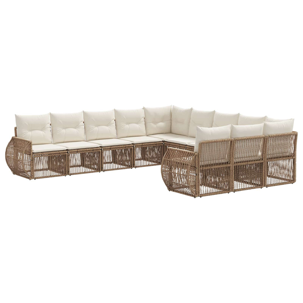 Ensemble de canapé de jardin 11 pcs beige et blanc crème