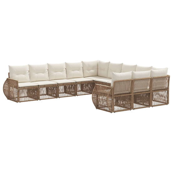 Ensemble de canapé de jardin 11 pcs beige et blanc crème