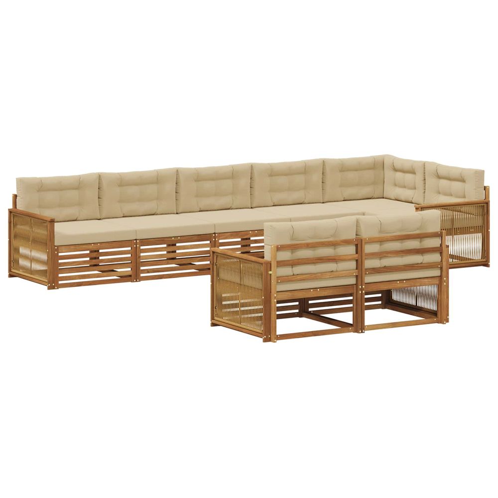 Ensemble de canapés d'extérieur 8 pc naturel et beige