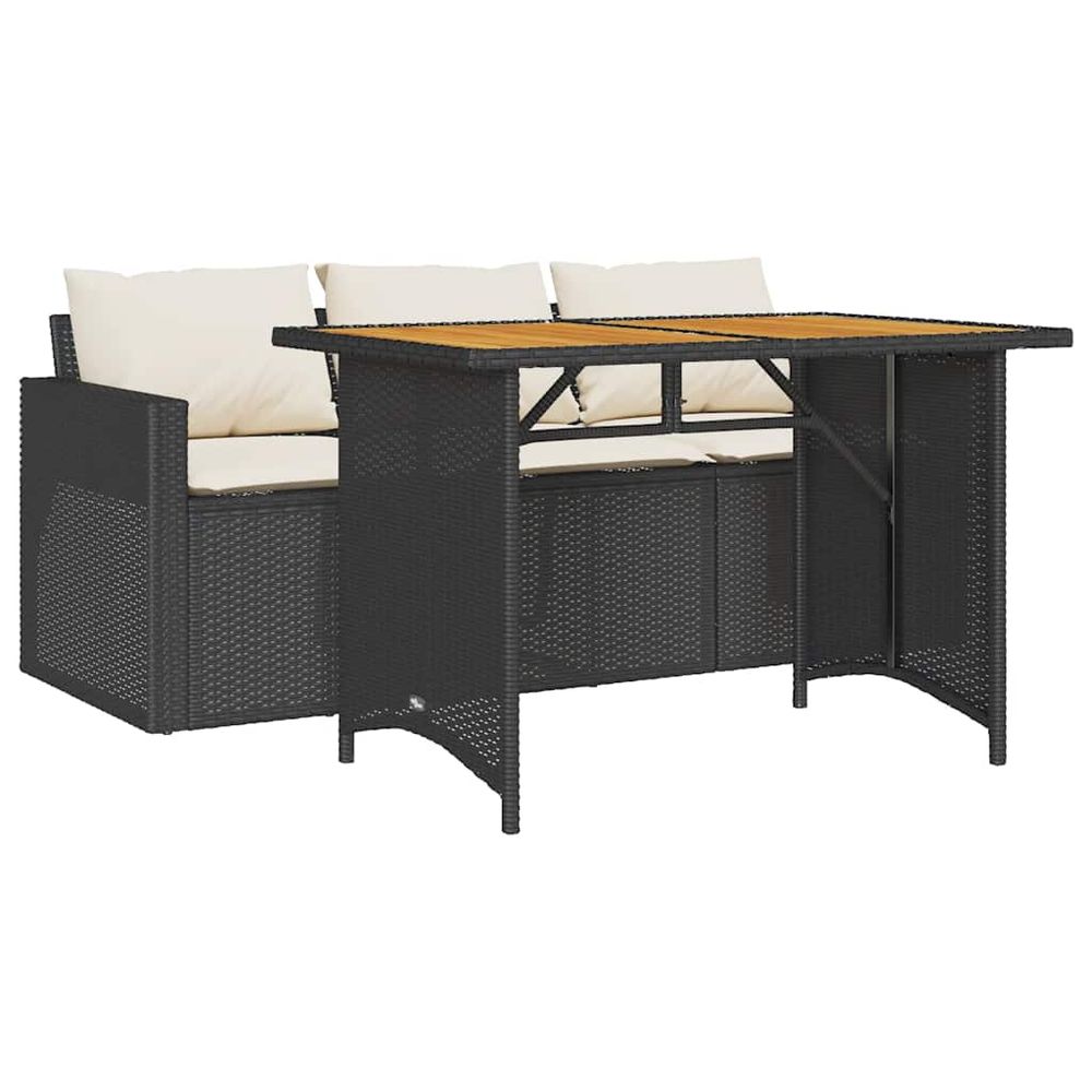 Ensemble à manger de jardin coussins 2pcs noir résine tressée