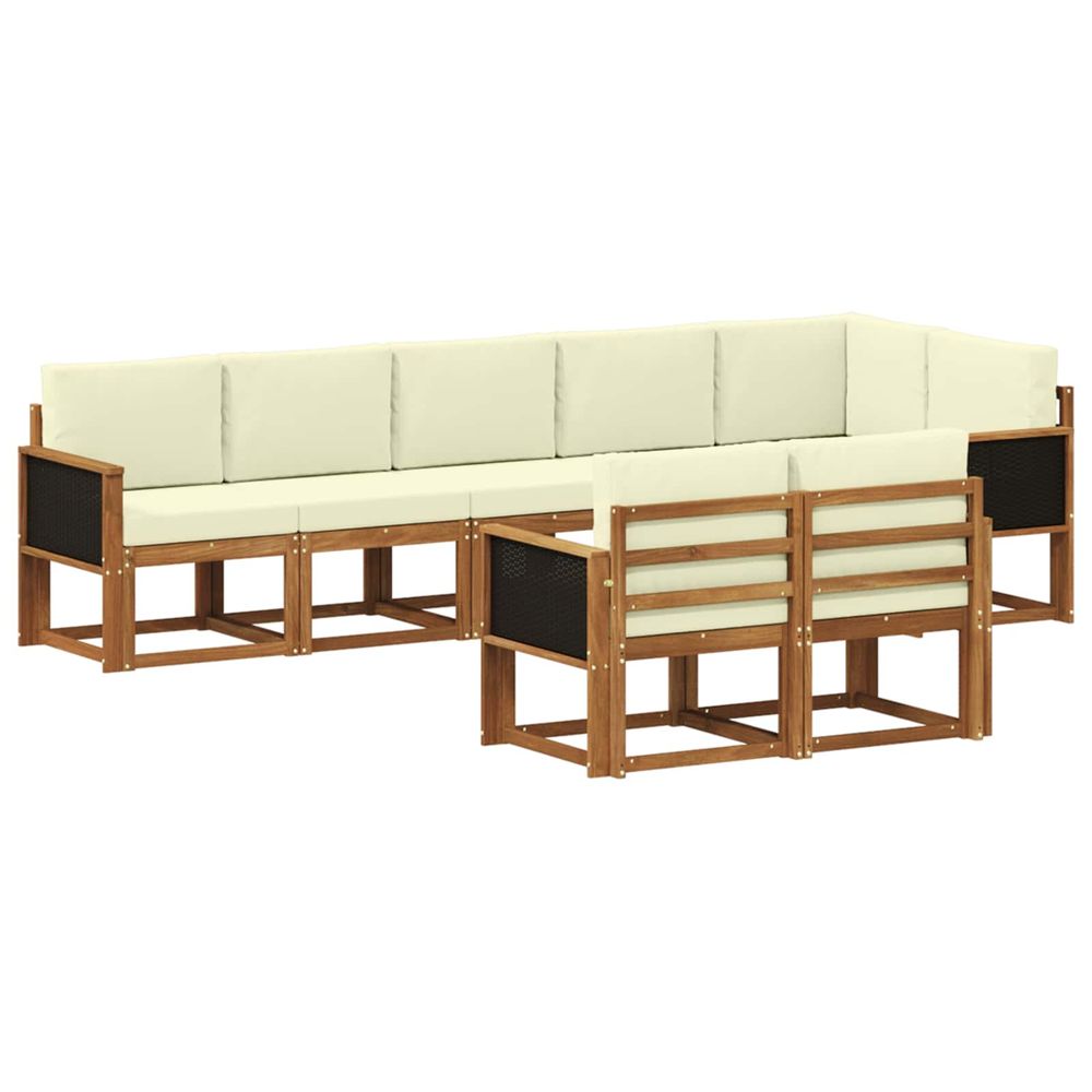 Ensemble de canapés d'extérieur 8 pc naturel et crème polyester