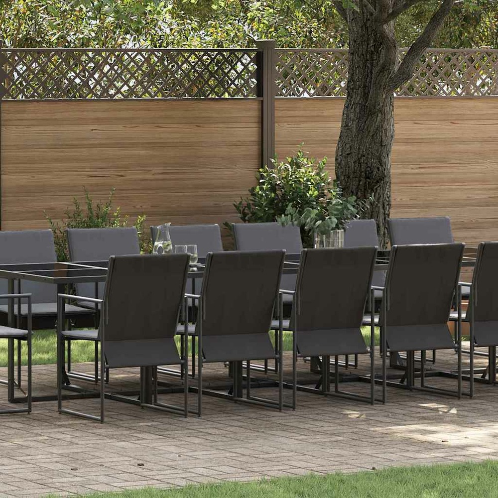 Ensemble de salle à manger pour jardin 17 pcs noir acier
