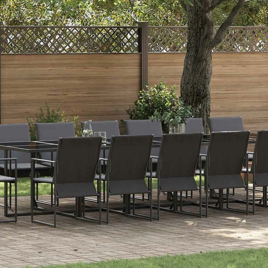 Ensemble de salle à manger pour jardin 17 pcs noir acier