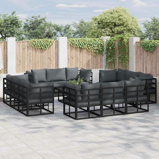 Ensemble de canapé de jardin 13 pcs noir métal