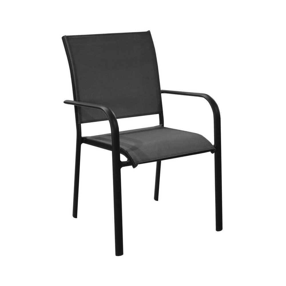 Lot de 6 fauteuils de jardin empilables elégance - graphite/noir mat - alu/toile tpep