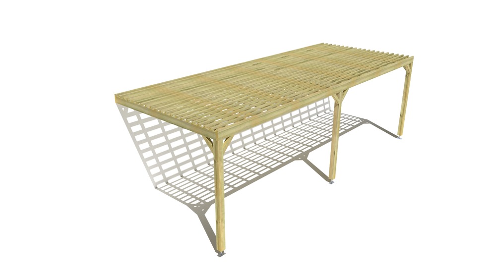 Pergola bois • 8m x 3m • adossée • sens profondeur • lattage bois • livraison comprise