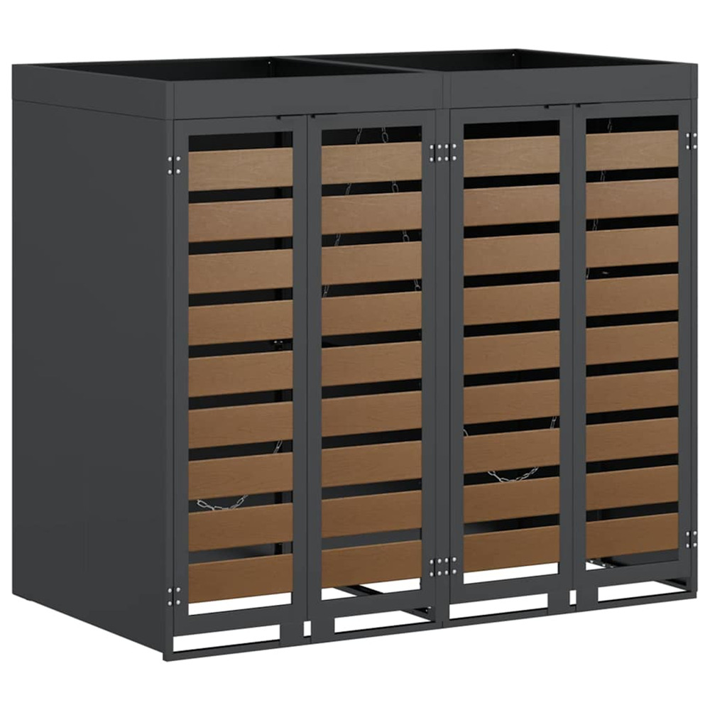 Rangement de poubelle à roulettes pour 2 poubelles anthracite