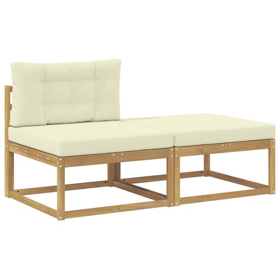 2 pièce pouf d'extérieur polyester blanc