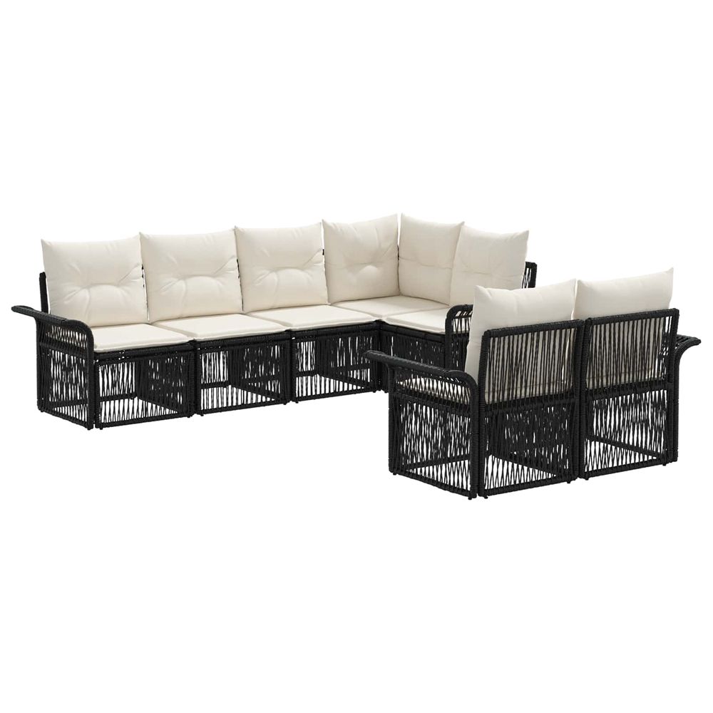 Ensemble de canapé de jardin 7 pc 7-nombre de places noir