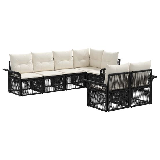 Ensemble de canapé de jardin 7 pc 7-nombre de places noir