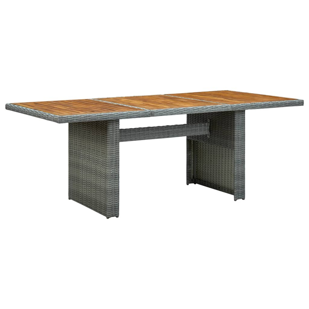 Table de jardin gris clair résine tressée et bois d'acacia