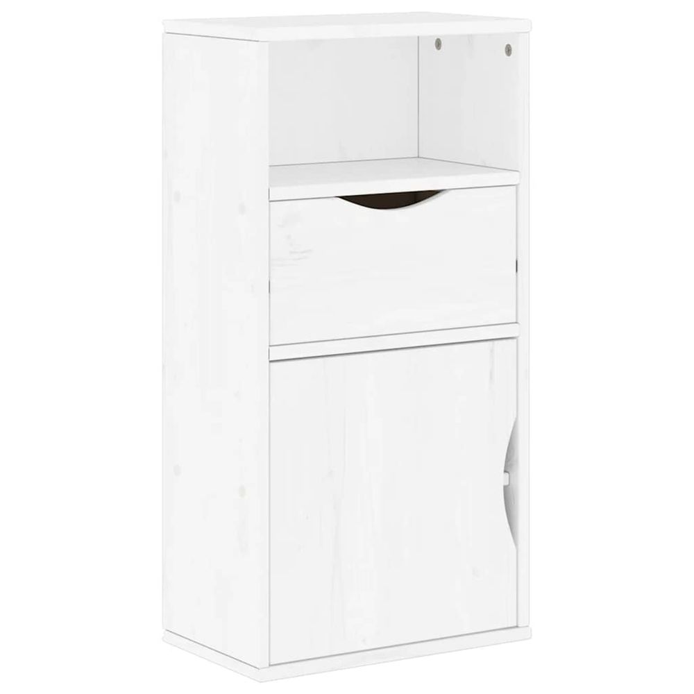 Armoire latérale tiroir odda blanc 40x24x79 cm bois massif pin