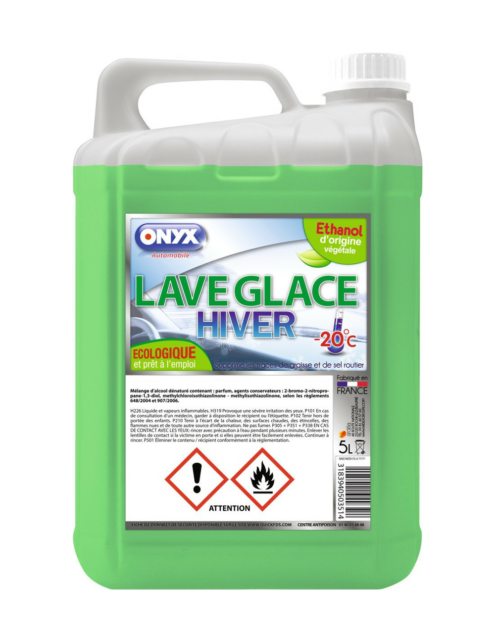 Liquide lave-glace hiver - 20°écologique - onyx