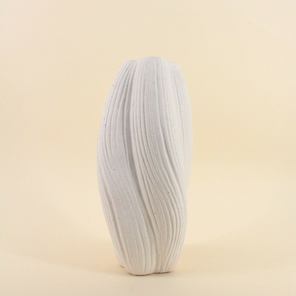 Vase twist en porcelaine blanche vagues 36cm