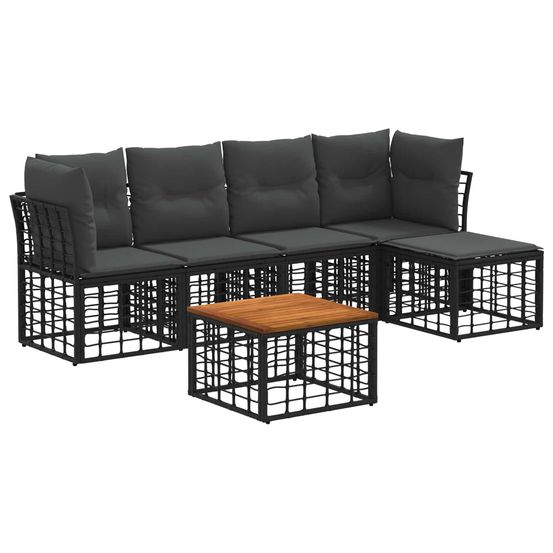 Ensemble de canapés d'extérieur 6 pc noir et gris foncé