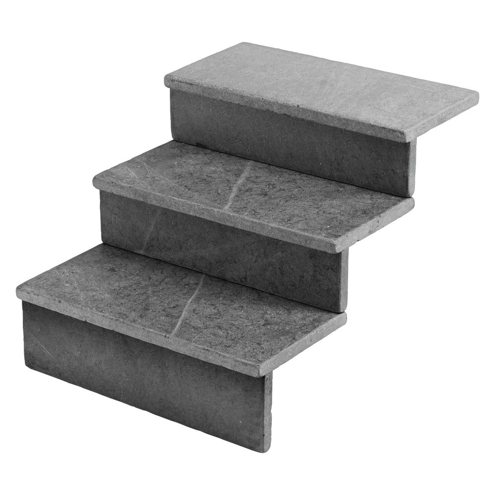 Dessus de marche ardoise noire vieillie 60x30x3 cm bord droit (à l'unité) - ro'ma nature