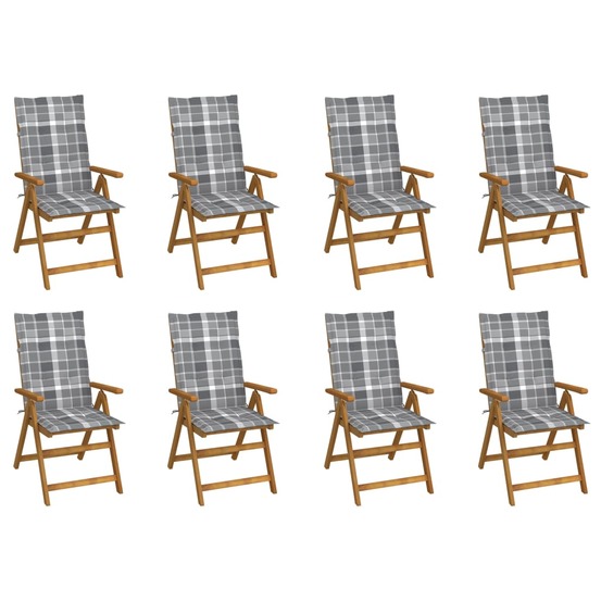 Chaises pliables de jardin avec coussins lot de 8 bois d'acacia