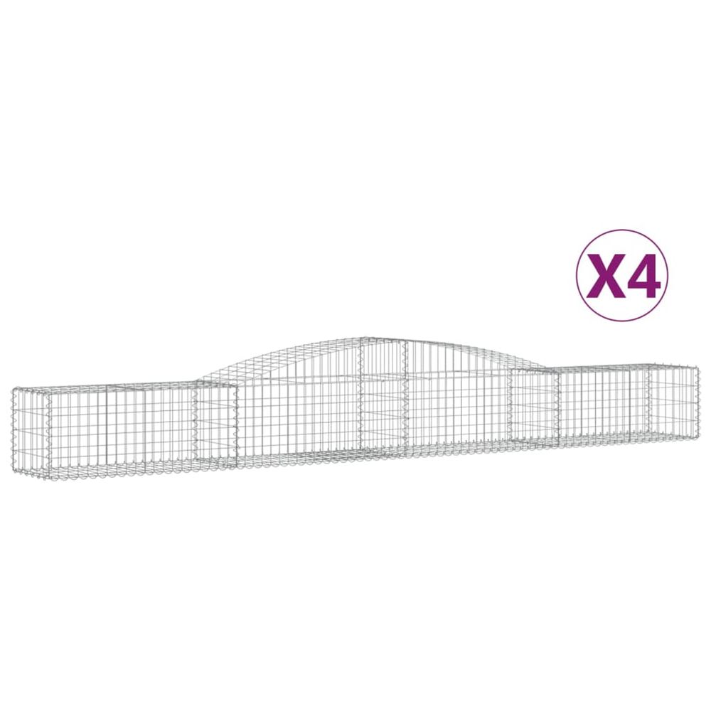 Paniers à gabions arqués 4 pcs 400x50x40/60 cm fer galvanisé