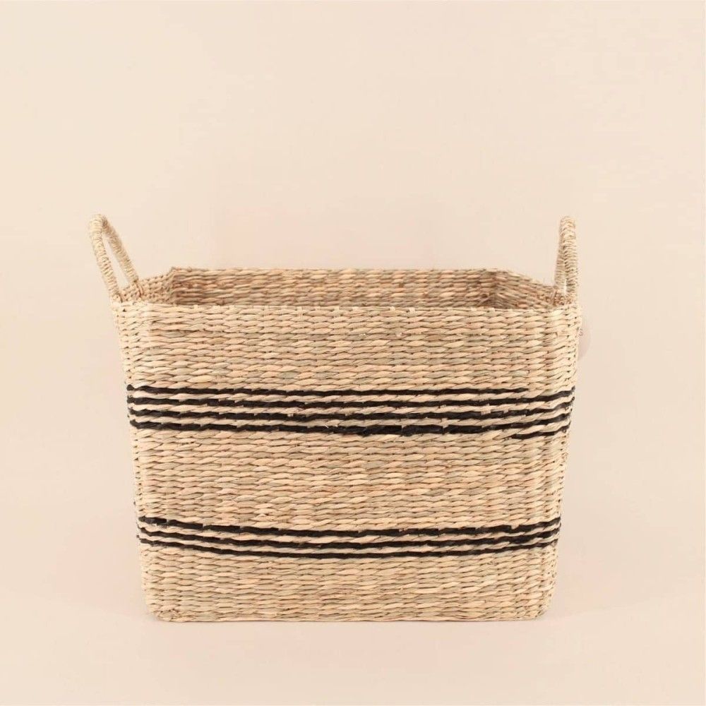 Panier rectangulaire en jonc de mer avec poignées 40x36cm