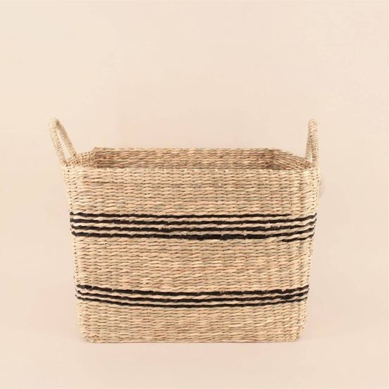 Panier rectangulaire en jonc de mer avec poignées 40x36cm