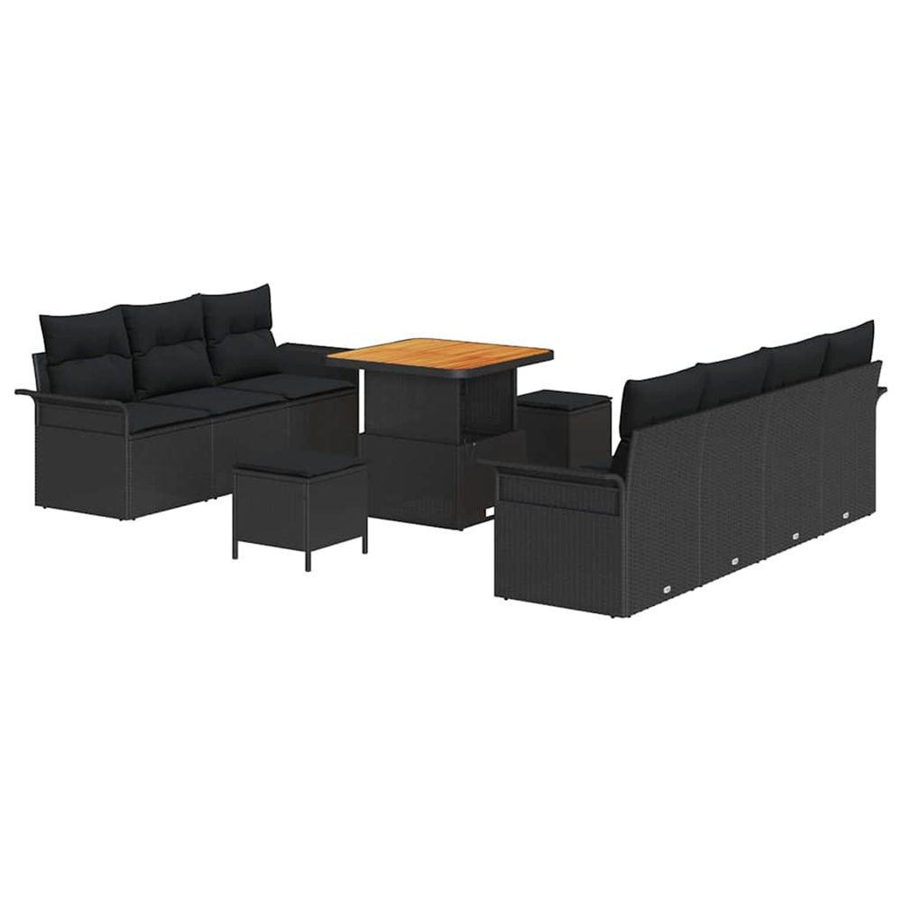 Ensemble de canapé de jardin 10 pc noir polyrotin
