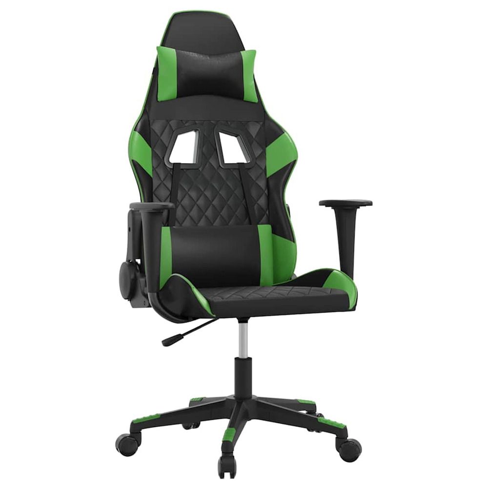 Chaise de jeu de massage noir et vert similicuir