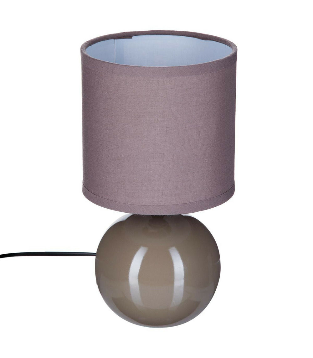 Lampe en céramique pied boule taupe brillant