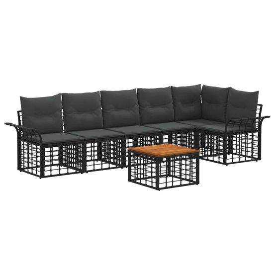 Ensemble de canapés d'extérieur 7 pc noir et gris foncé