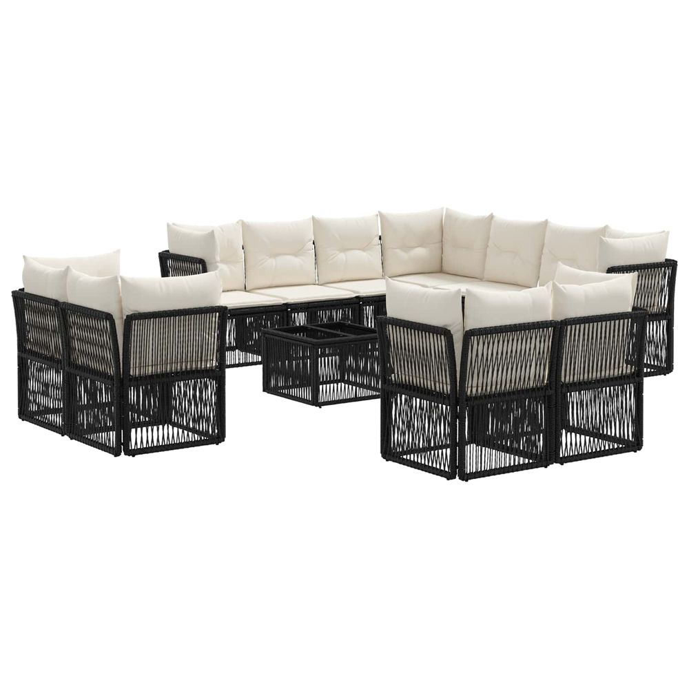 Ensemble de canapé de jardin 12 pc noir polyrotin