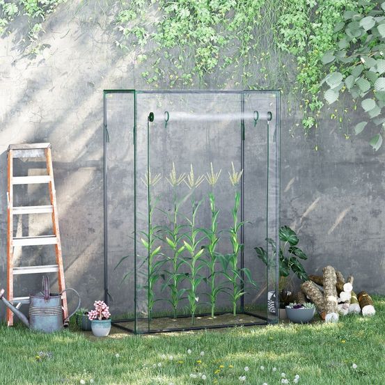 Serre de jardin acier et pe 100 x 50 x 150 cm transparente balcon terrasse porte enroulable - comfortxl outdoor living