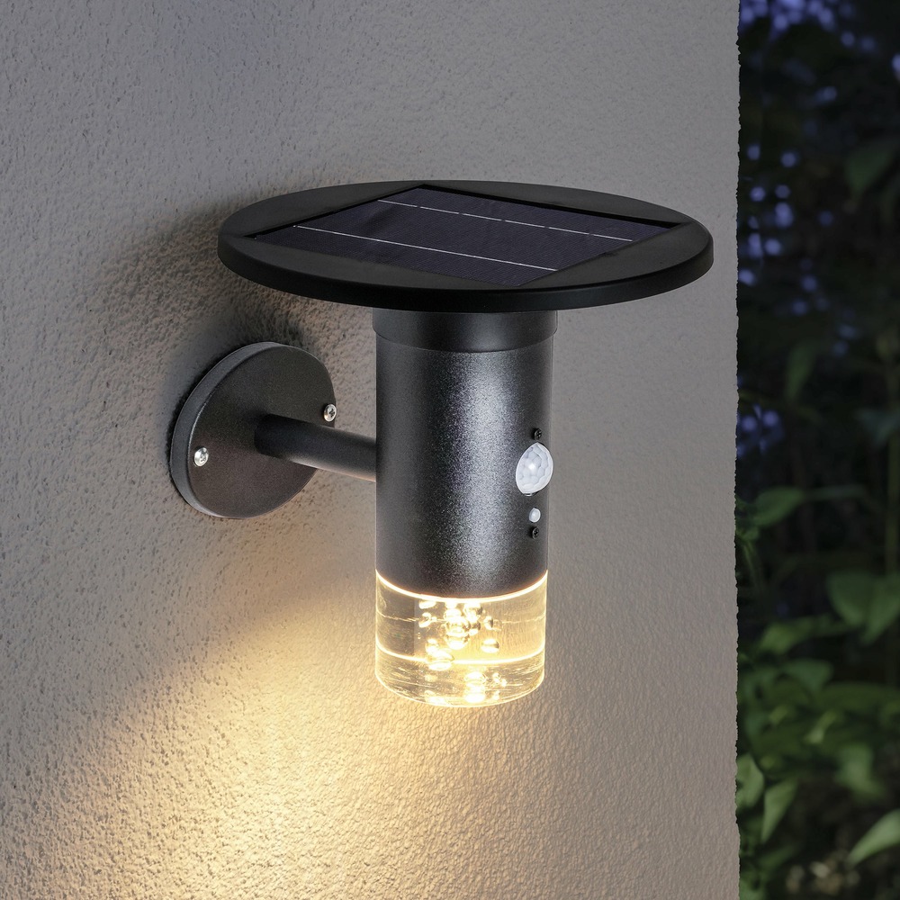 Esotec solar applique murale biella avec détecteur de mouvement metal ip44 outdoor 102749