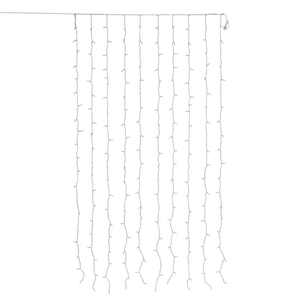 Rideau lumineux de façade d'extérieur 1 x 2 m 200 led blanc froid 13 fonctions sur secteur