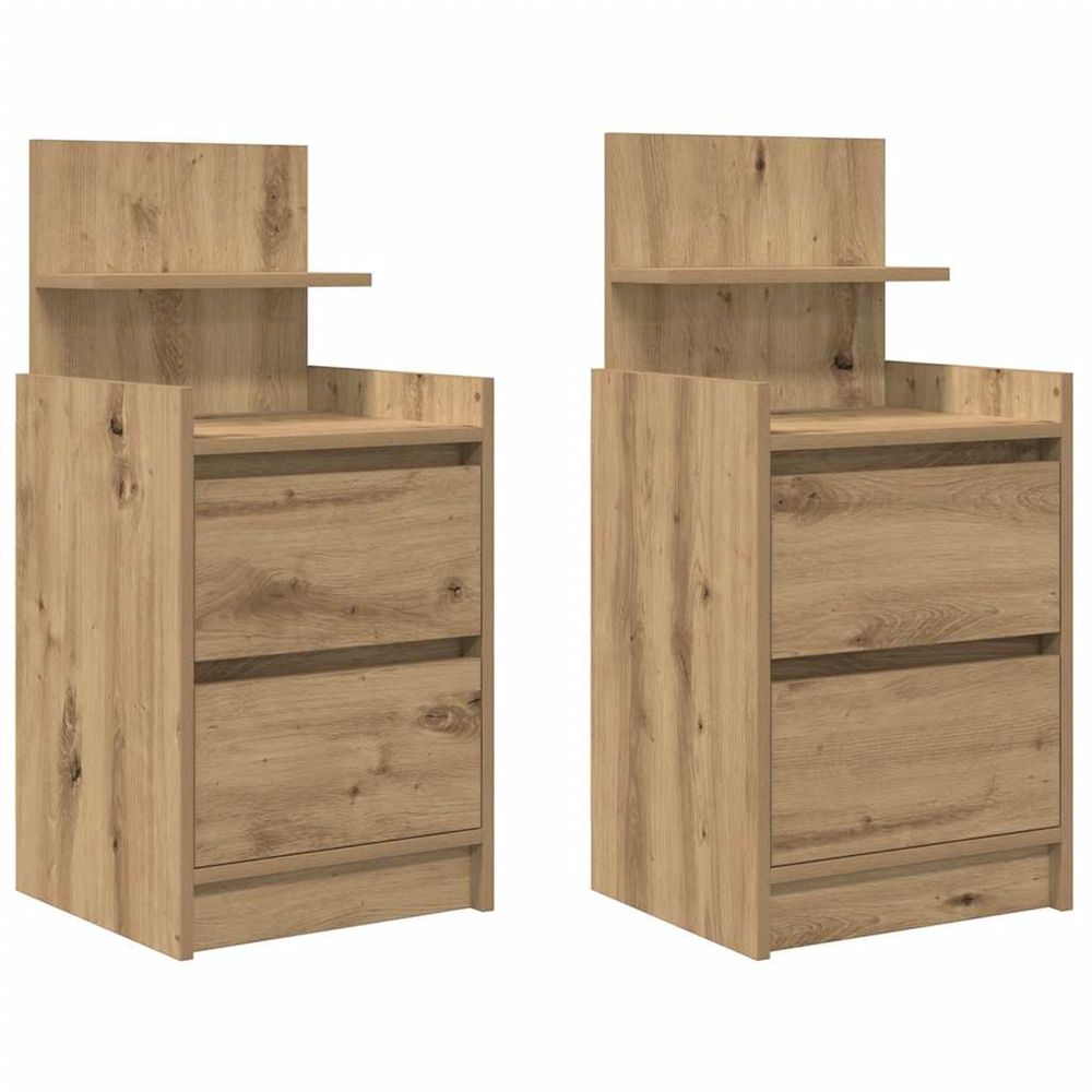 Tables de chevet 2 tiroirs 2 pcs chêne artisanal 38x34x80 cm