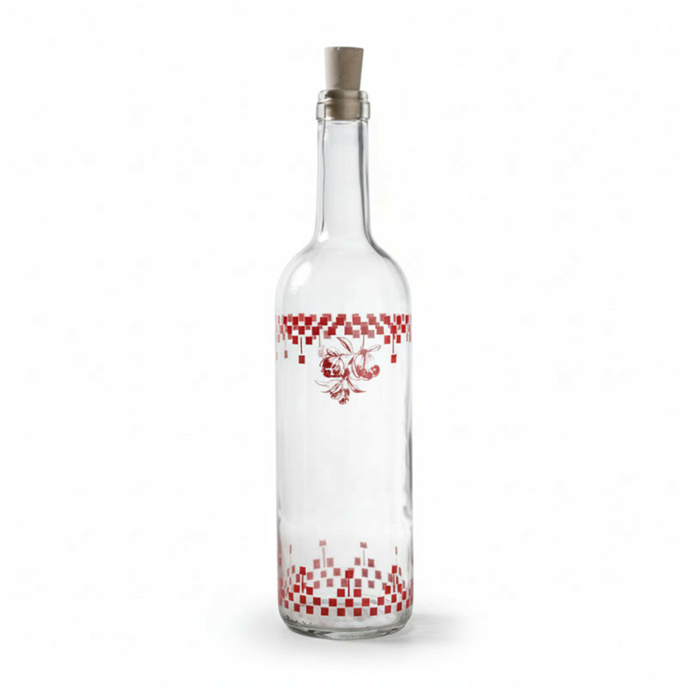 Bouteille verre damier rouge 75cm