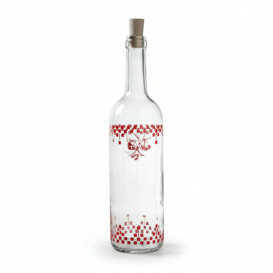 Bouteille verre damier rouge 75cm
