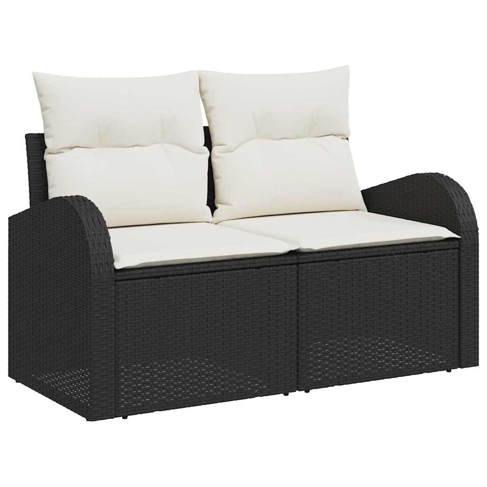 Ensemble de canapés avec coussin 6 pcs noir et blanc polyrotin