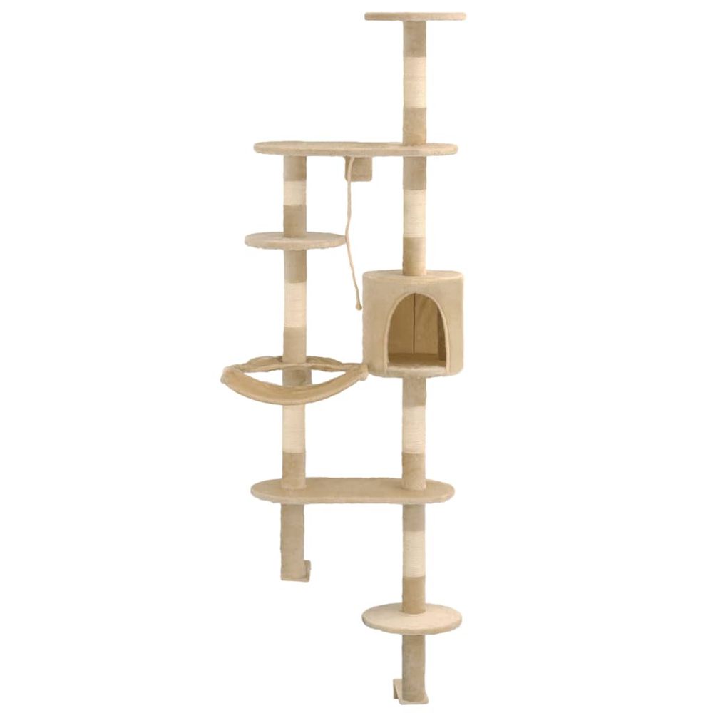 Arbre à chat avec griffoirs en sisal montage mural 194 cm beige