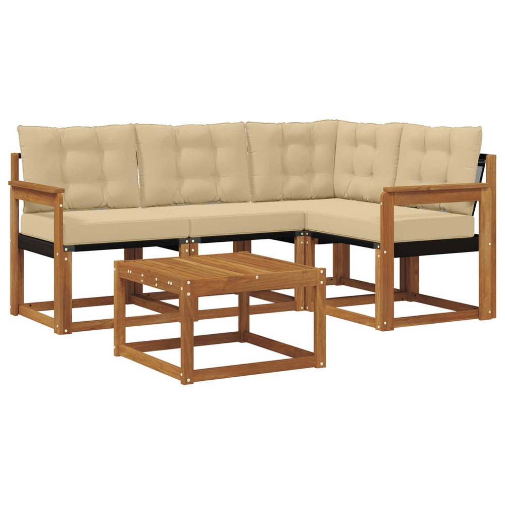 Ensemble de canapés d'extérieur 5 pcs naturel et beige