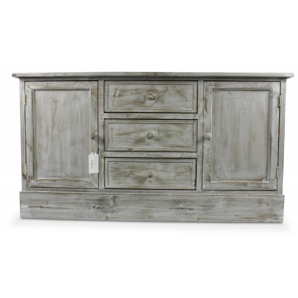 Buffet 3 tiroirs bois blanc - décoration d'autrefois