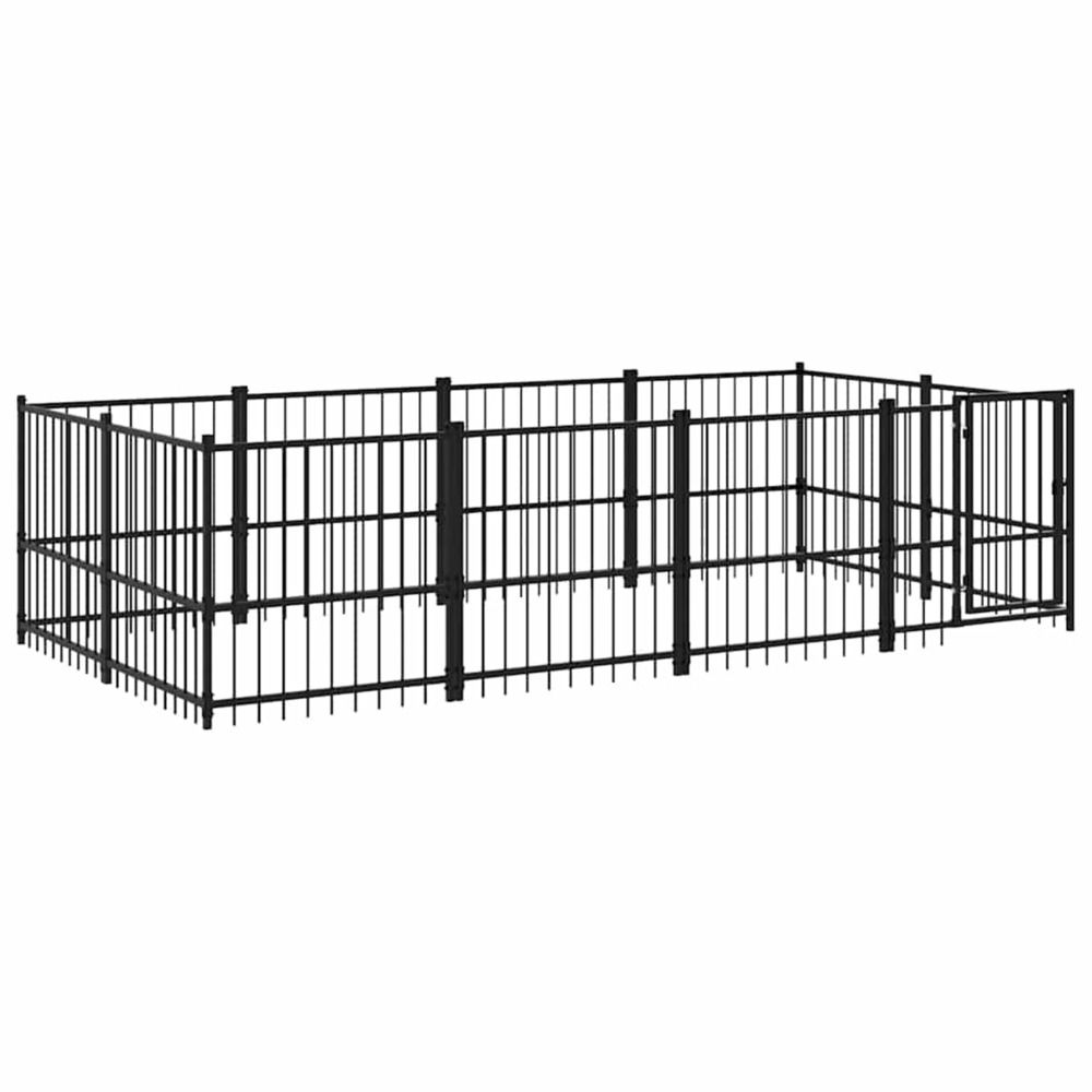 Chenil d'extérieur pour chiens acier 7,51 m²
