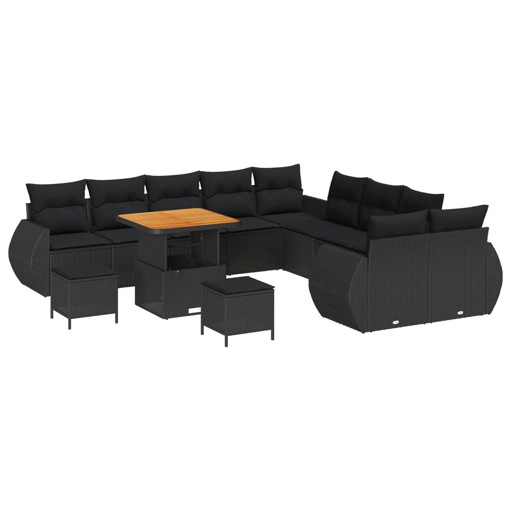 Ensemble de canapé de jardin 13 pc noir polyrotin