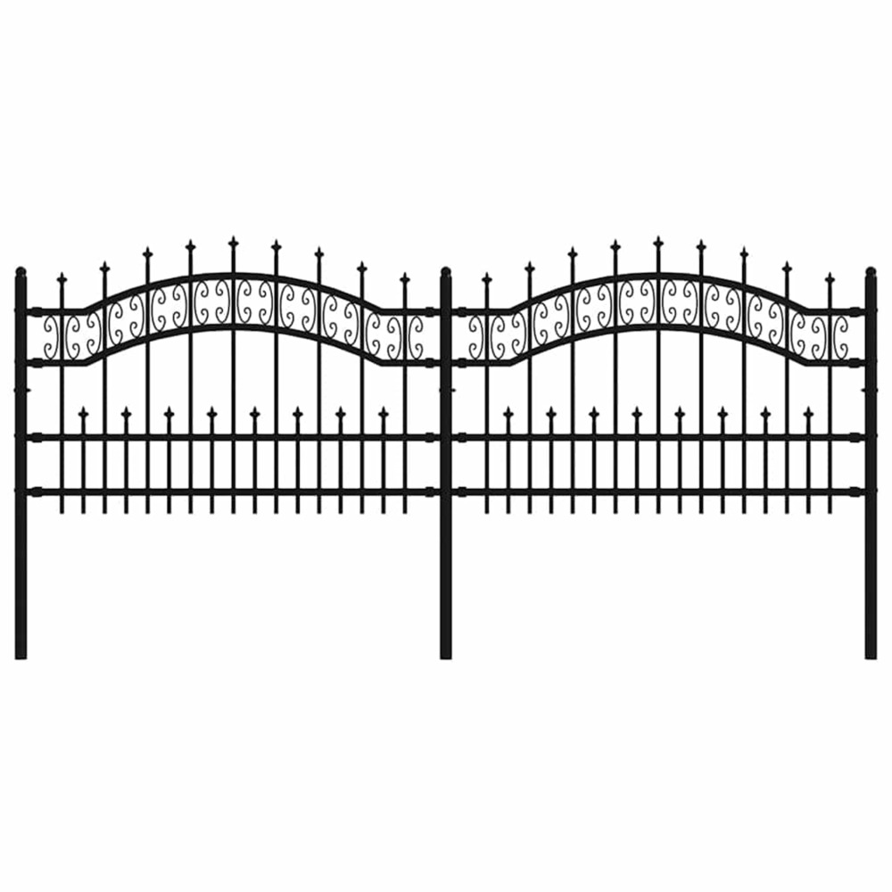 Clôture de jardin kampen avec pointe en forme de lance, noire, 240 x 75 cm, acier
