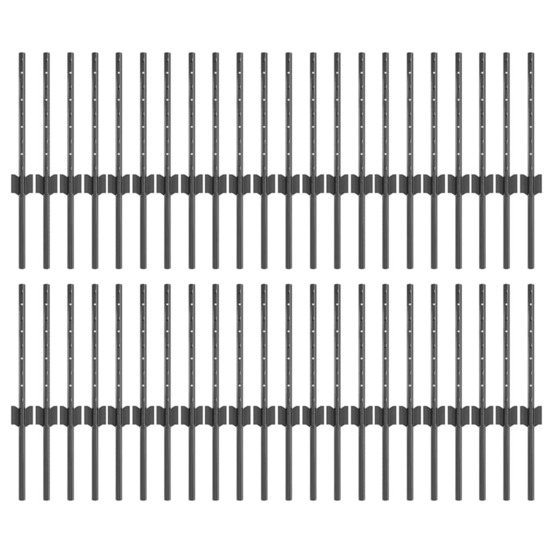 Poteaux de clôture 44 pcs gris 80 cm acier