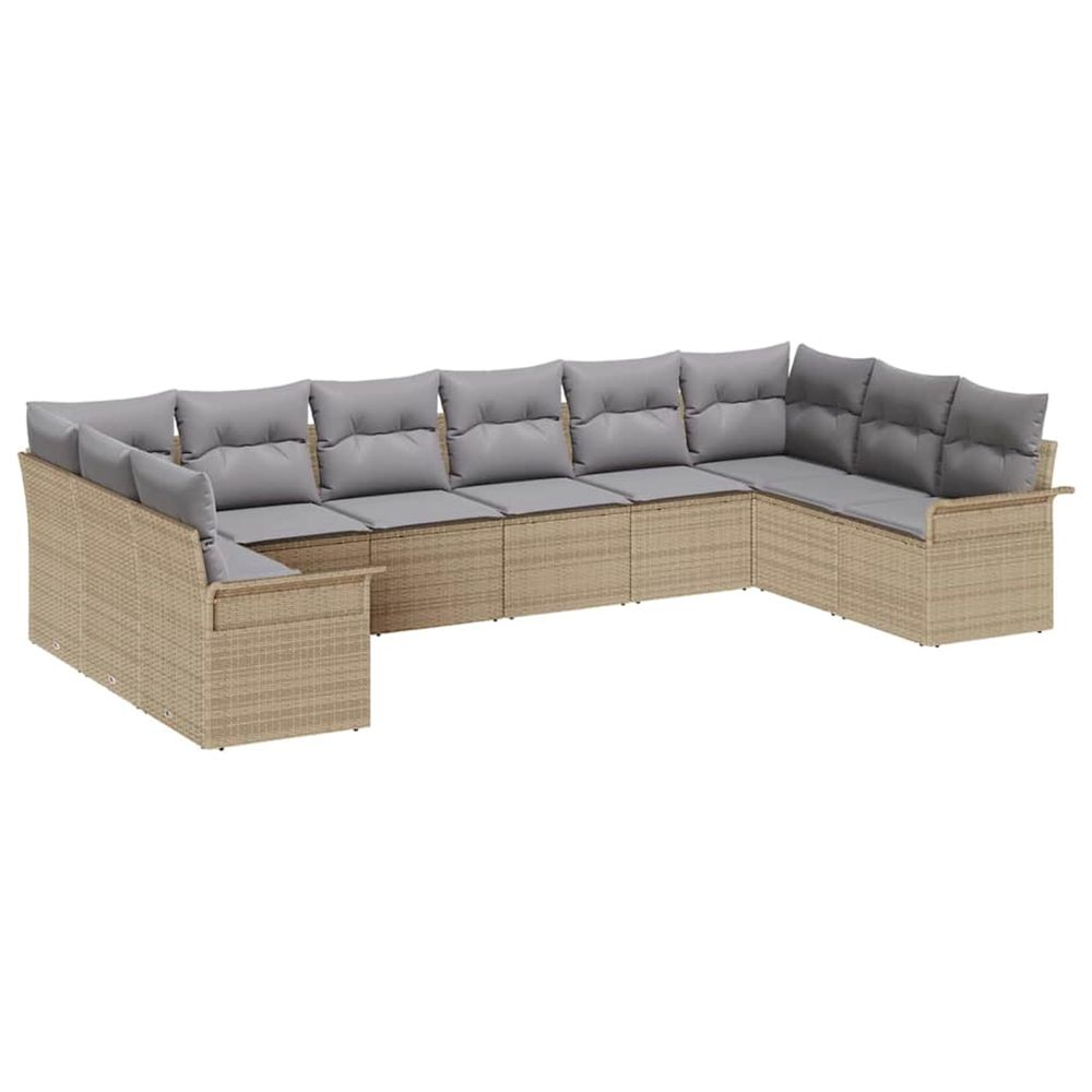 Ensemble de canapé de jardin 10 pc beige polyrotin
