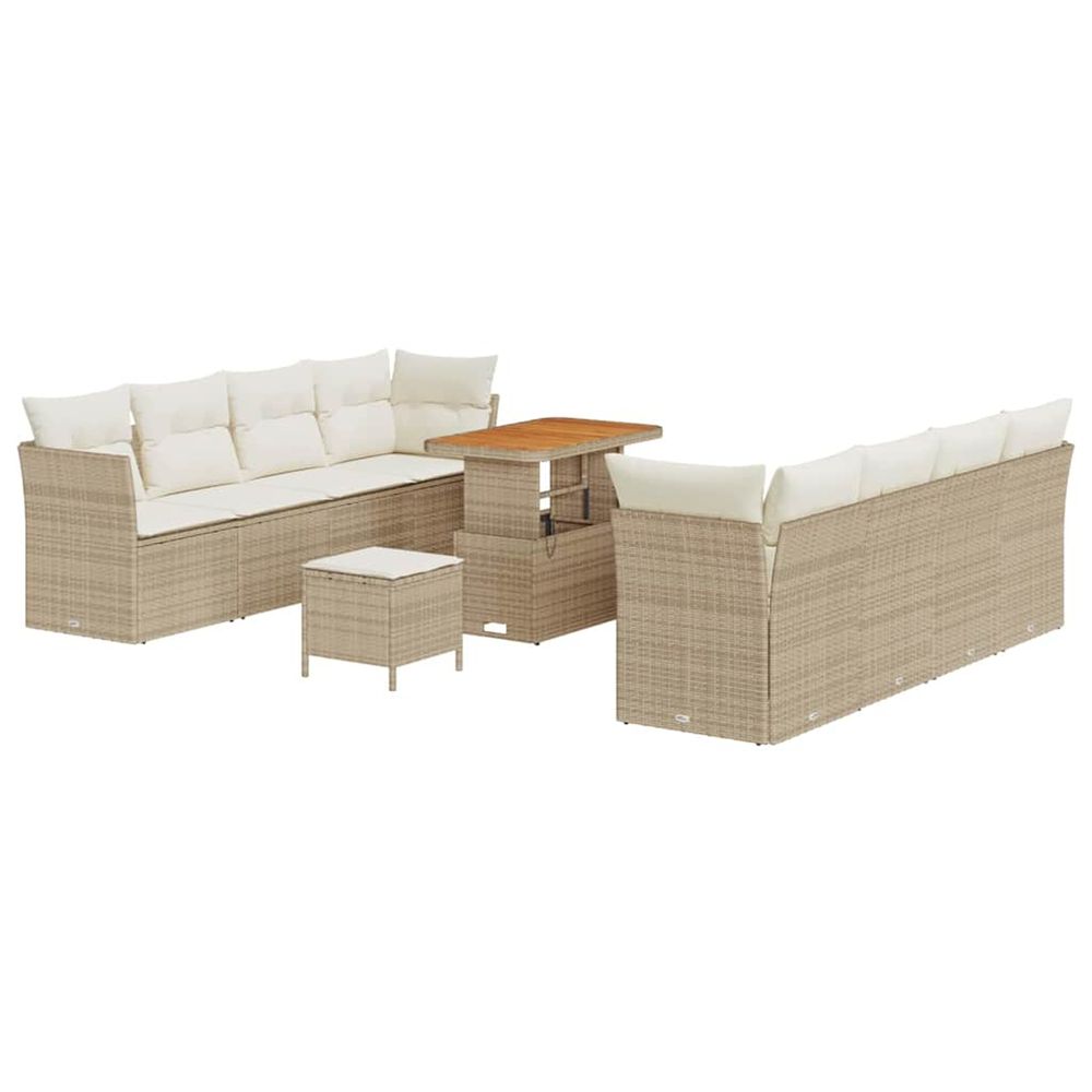 Ensemble de canapé de jardin 11 pc beige polyrotin