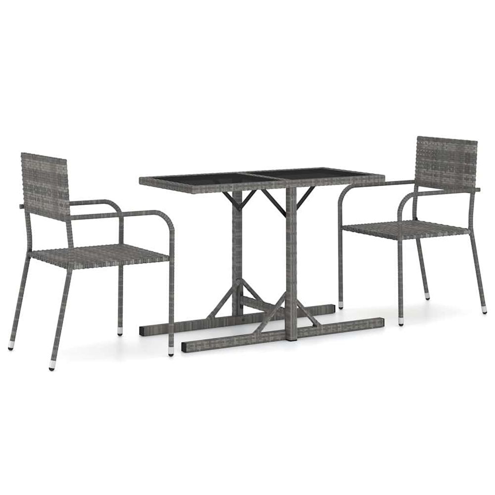 Ensemble à manger de jardin 3 pcs gris