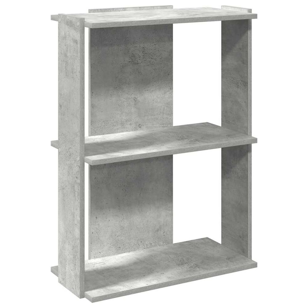 Bibliothèque à 3 niveaux gris béton 60x30x80 cm bois ingénierie
