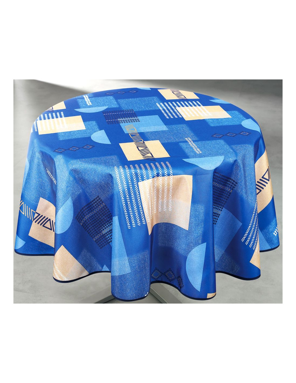 Nappe polyester ronde ø160cm tessa bleu paon sur cintre - access deco