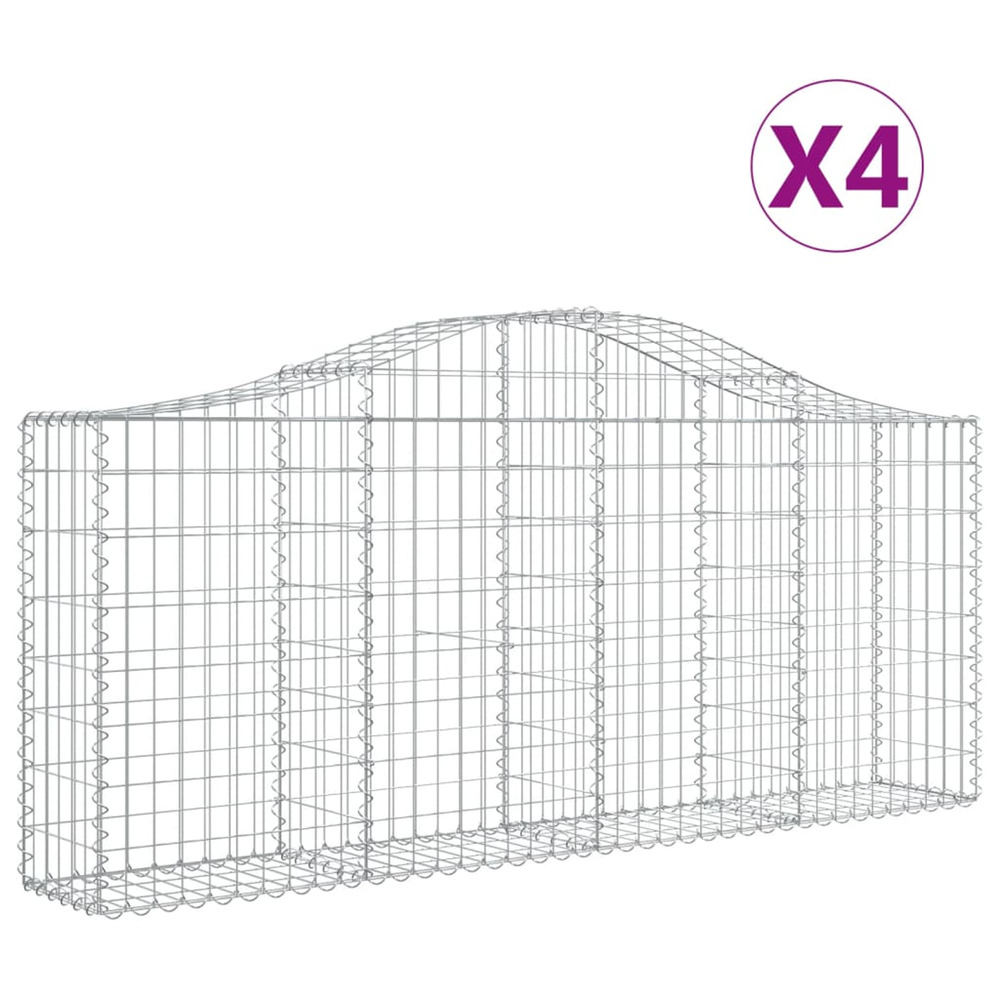 Paniers à gabions arqués 4 pcs 200x30x80/100 cm fer galvanisé