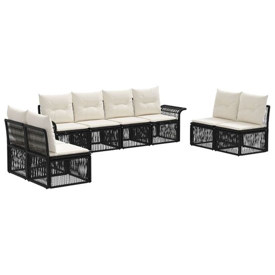 Ensemble de canapé de jardin 8 pc noir polyrotin